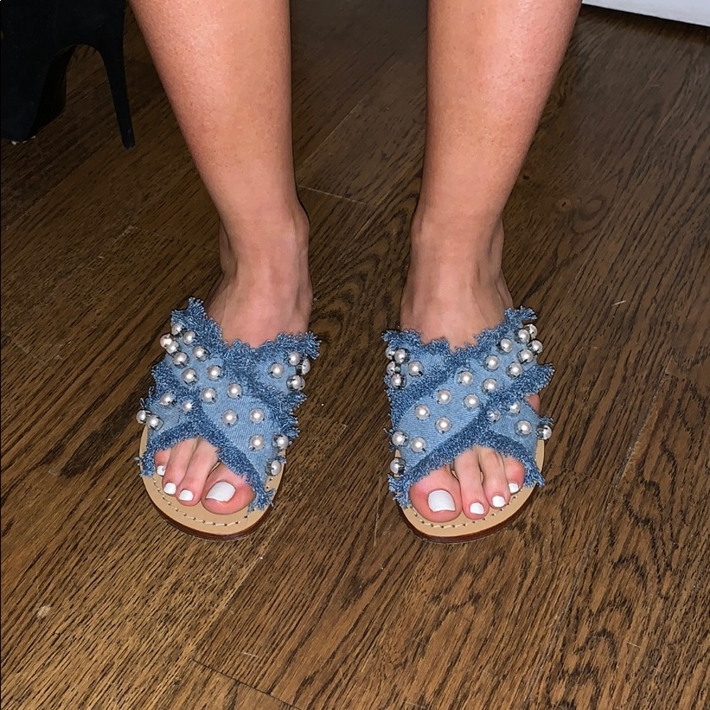 Mystique Denim and Pearl Sandals